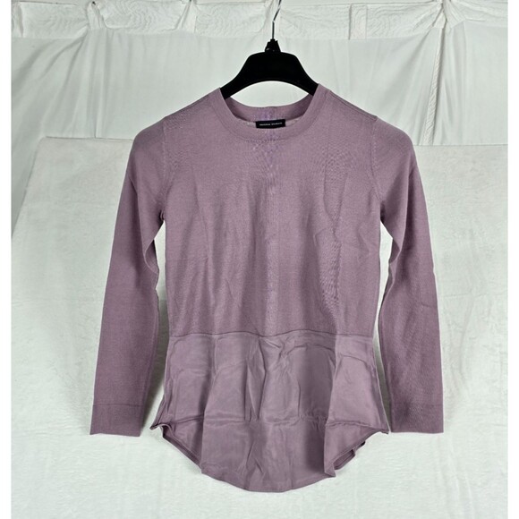 Universal Standard Dalia Mixed Media Merino Wool Cupro Top Women Elderberry 4XS - Picture 2 of 14